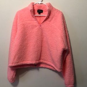 ZENANA Pink Sherpa Crop Pullover